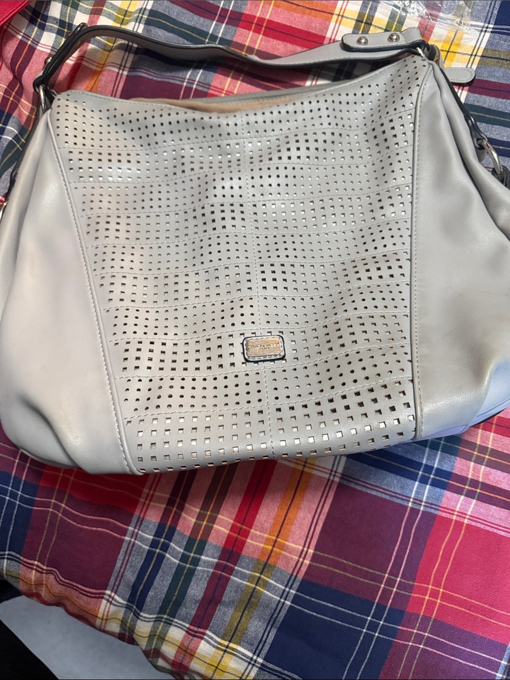Light Gray Perforated Shoulder Bag